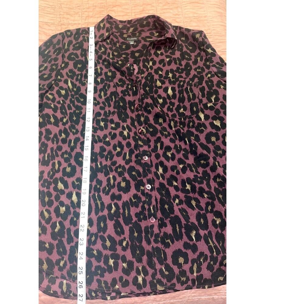 Talbots Leopard Print Button Down Blouse Size M - image 7
